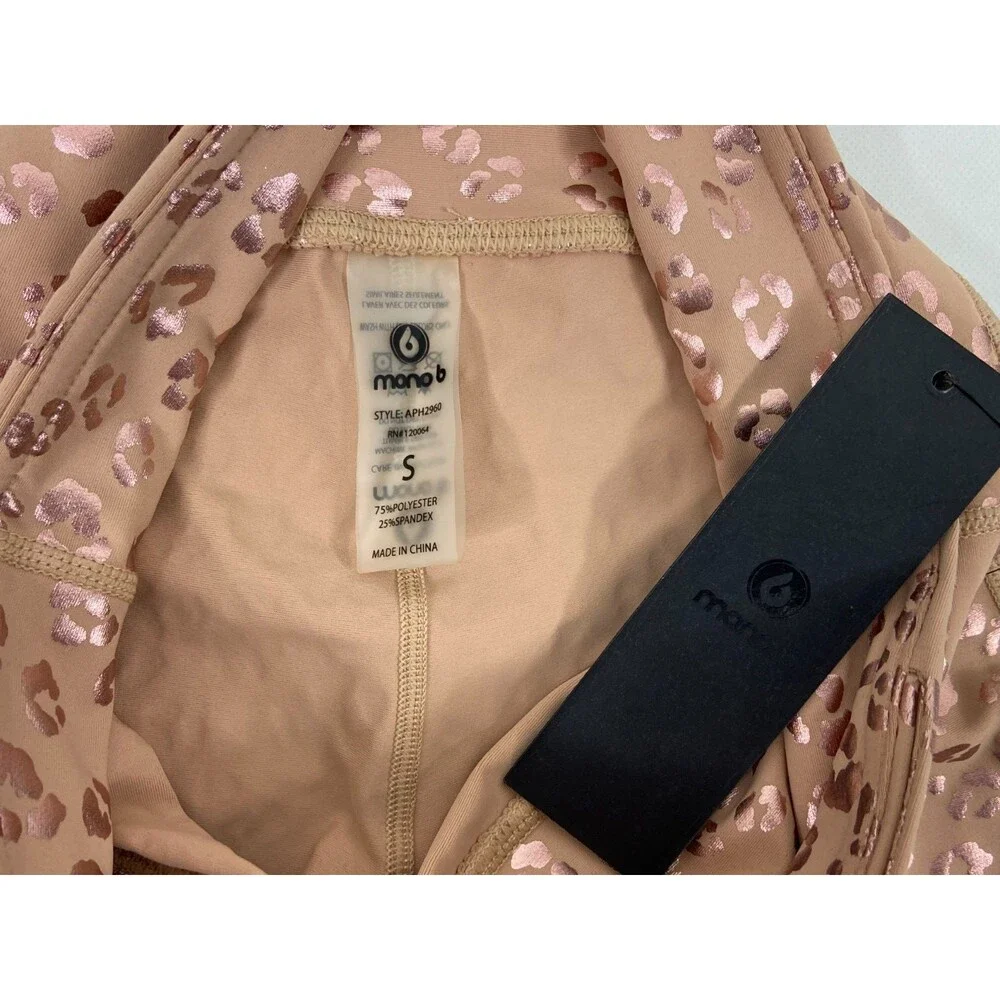 Mono B Women Small Pink Leopard Print Athletic Leggings Casual Party Workout - Picture 5 of 8